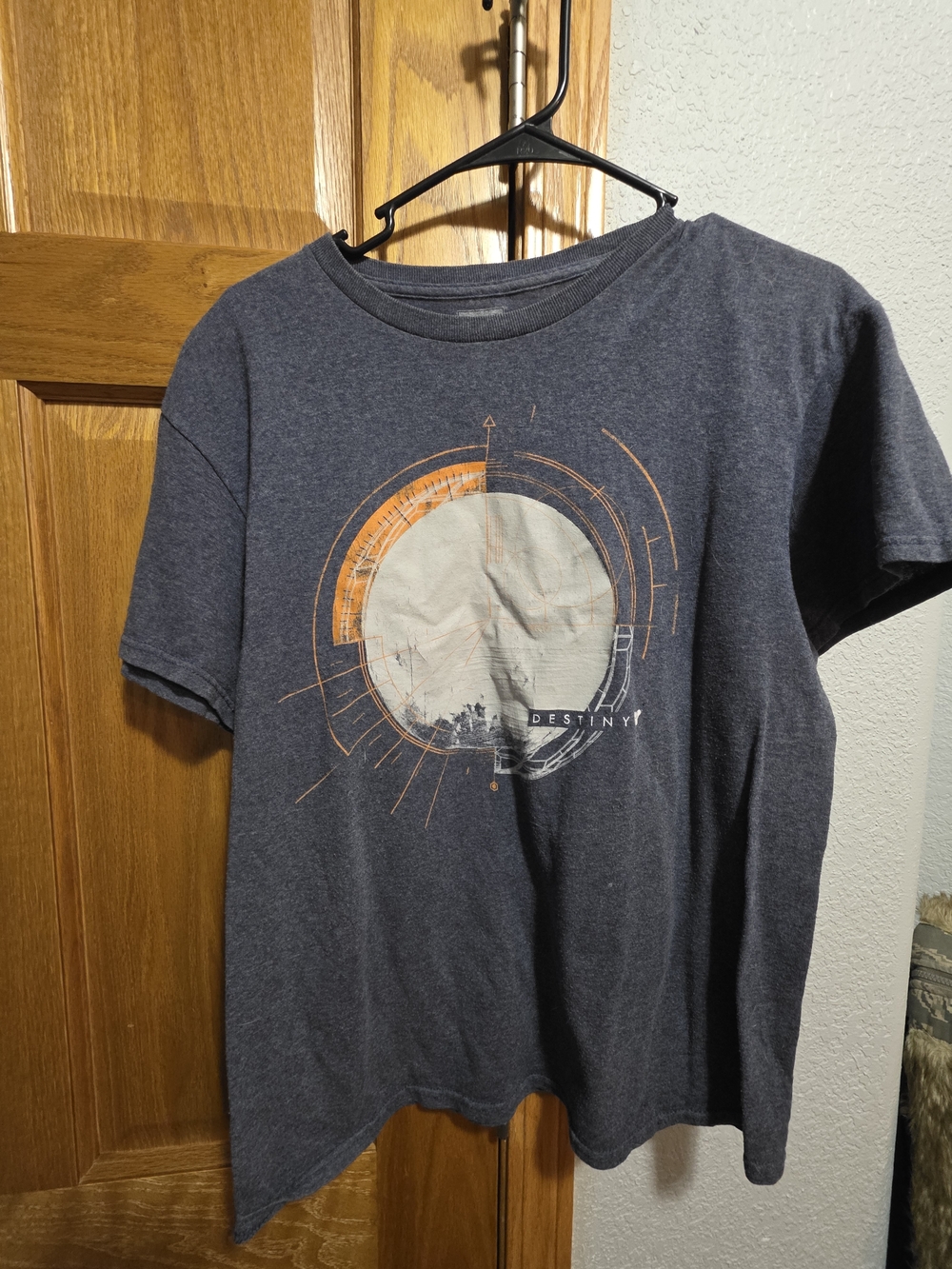 Hurley Men's Short Sleeve Graphic Tee - Dark Gray with Orange and Cream Design